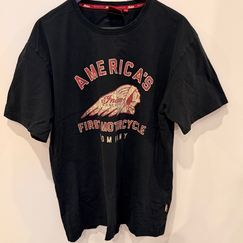 Indian Motorcycle Mens Black Graphic T-Shirt XL America's First Motorcycle Co